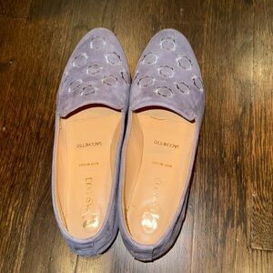 Gray blue  Suede Flats with Circular Embellishments